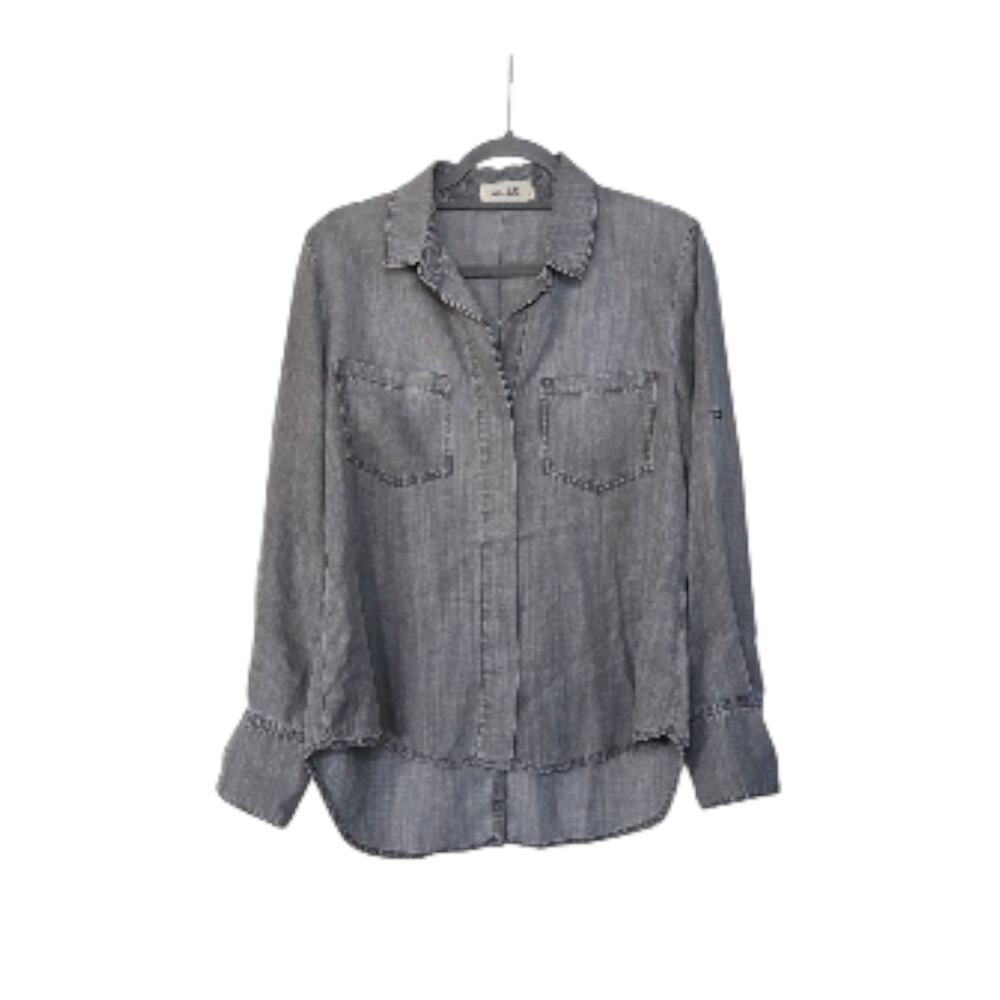 Bella Dahl Light Gray Chambray California Casual Tencel Soft Shirt Women's Small